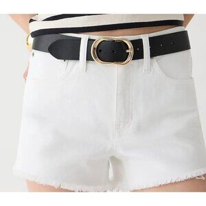 J.Crew White Denim Cutoff Shorts Size 24 Frayed Hem Stretch Mid Rise Casual